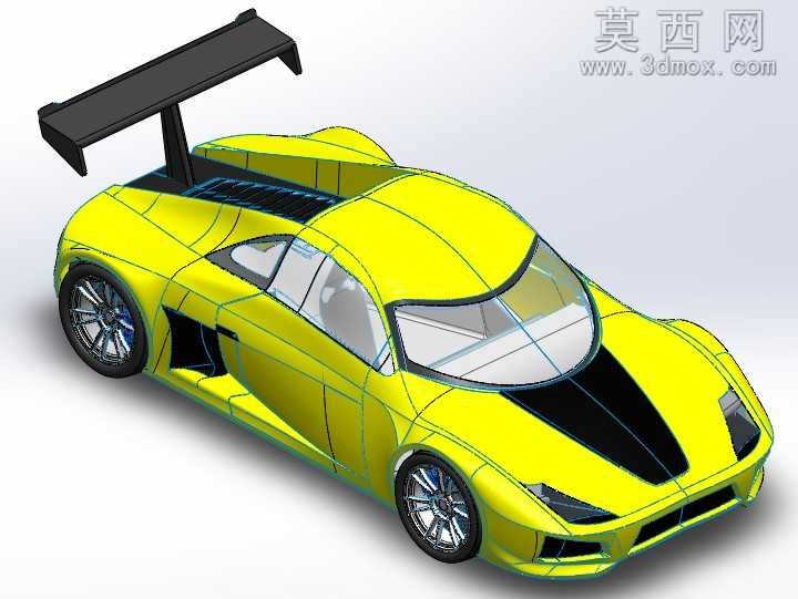 黄色跑车模型SW设计三维模型