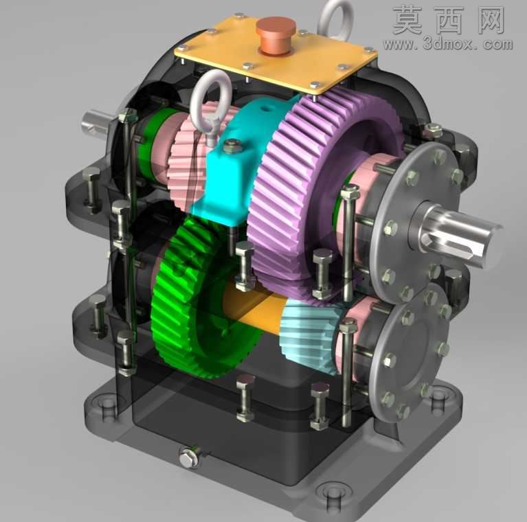 二级同轴式减速器SW设计三维模型