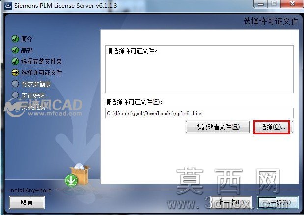 指定许可证文件
