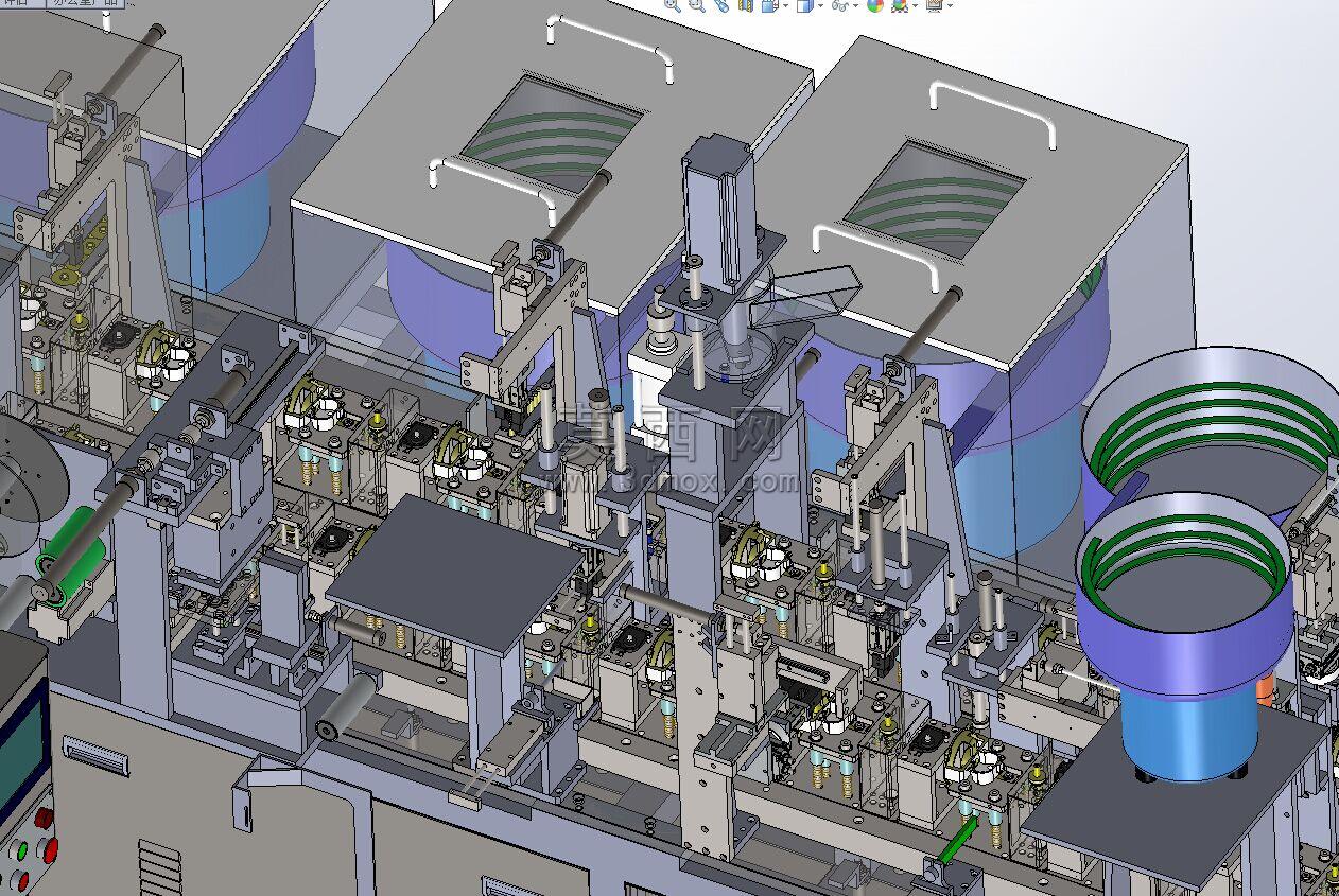 一条复杂的马达自动组装生产线设备-原创机械图纸-3d模型-莫西图纸